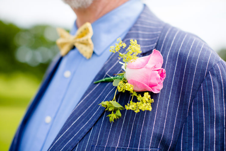Pink Rose Buttonhole Colourful Pastel Home Made Farm Wedding http://helencawtephotography.com/