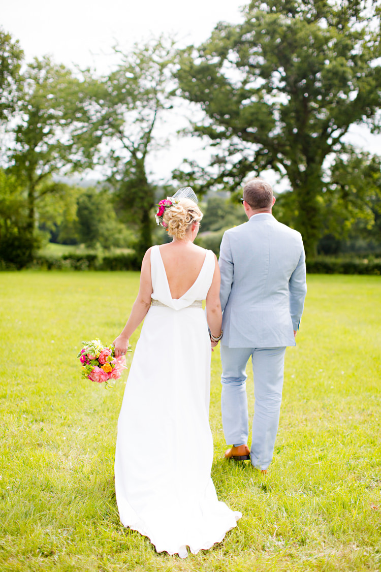 Jesus Piero Dress Gown Bride Bridal Cowl Back Colourful Pastel Home Made Farm Wedding http://helencawtephotography.com/