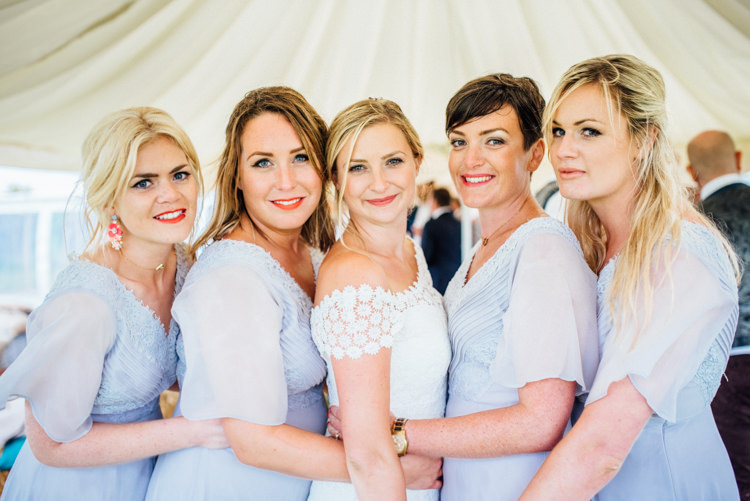 Pale Blue Bridesmaid Dresses Multicoloured Home Made Glamping Wedding http://www.michellewoodphotographer.com/