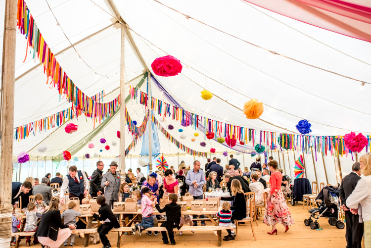 Marquee Rag Bunting Pom Poms Multicoloured Home Made Glamping Wedding http://www.michellewoodphotographer.com/