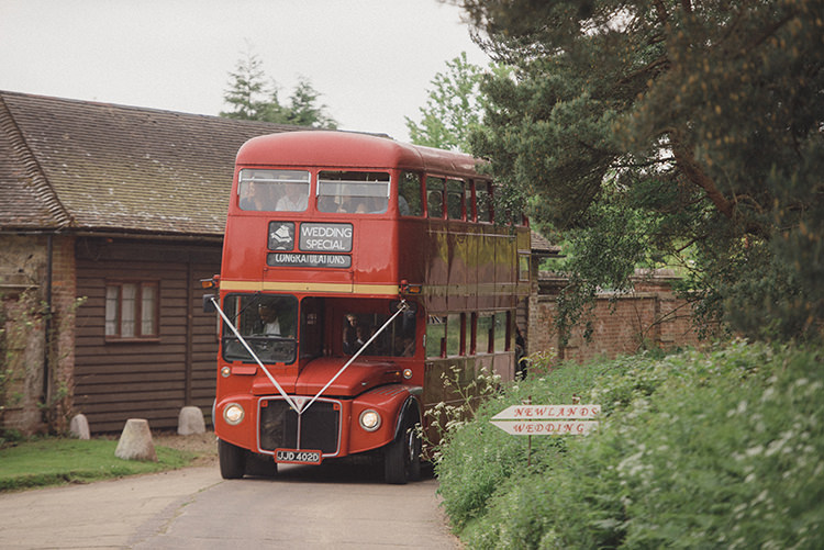 Red Bus Transport Rustic Quirky Woodland Wedding http://www.rebeccadouglas.co.uk/