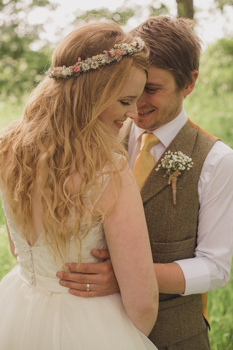 Long Hair Waves Bride Bridal Dried Flower Crown Rustic Quirky Woodland Wedding http://www.rebeccadouglas.co.uk/