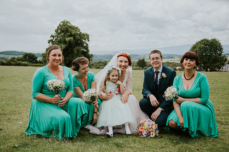 Emerald Green Bridesmaid Dresses Colourful Crafty Relaxed Watercolour Wedding https://suesliquephotography.com/