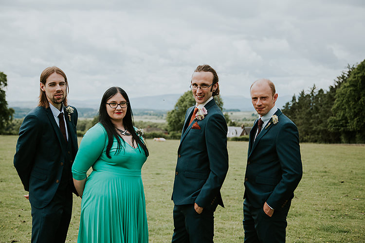 Teal Suit Groom Groomsmen Colourful Crafty Relaxed Watercolour Wedding https://suesliquephotography.com/
