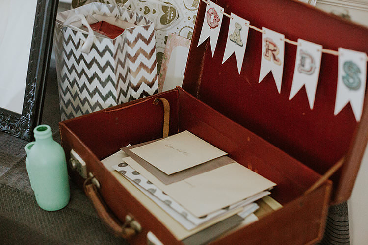 Card Suitcase Colourful Crafty Relaxed Watercolour Wedding https://suesliquephotography.com/
