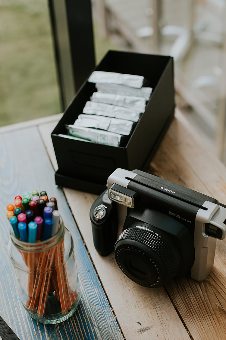 Polariod Guest Book Photo Booth Colourful Crafty Relaxed Watercolour Wedding https://suesliquephotography.com/