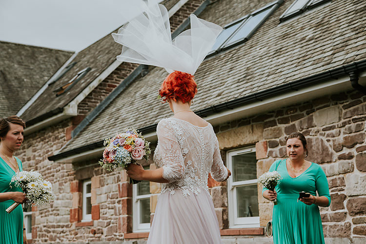 Short Veil Bride Bridal Accessory Colourful Crafty Relaxed Watercolour Wedding https://suesliquephotography.com/
