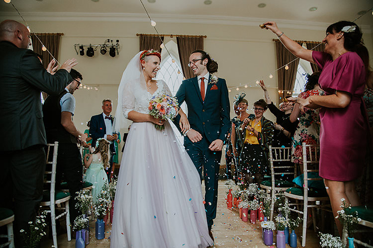 Confetti Throw Colourful Crafty Relaxed Watercolour Wedding https://suesliquephotography.com/