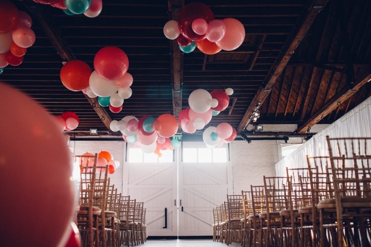 Chainstore Trinity Buoy Wharf London Ceremony Industrial Colourful Modern Fun Balloons Wedding http://www.lovestruckphoto.co.uk/