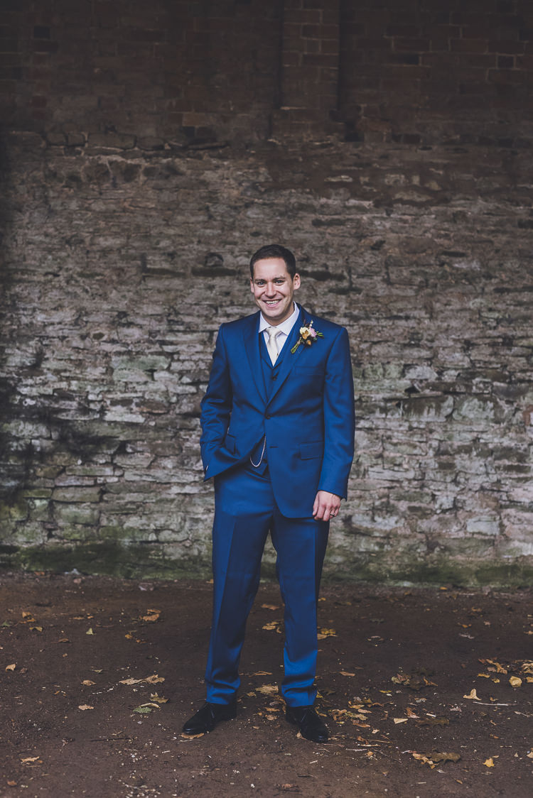 Bespoke Blue Suit Groom Prada Shoes Black Ethereal Romantic Autumn Barn Wedding http://www.oacphotography.com/
