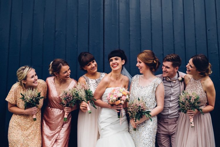 Sequin Mismatched Bridesmaids Colourful Modern Fun Balloons Wedding http://www.lovestruckphoto.co.uk/