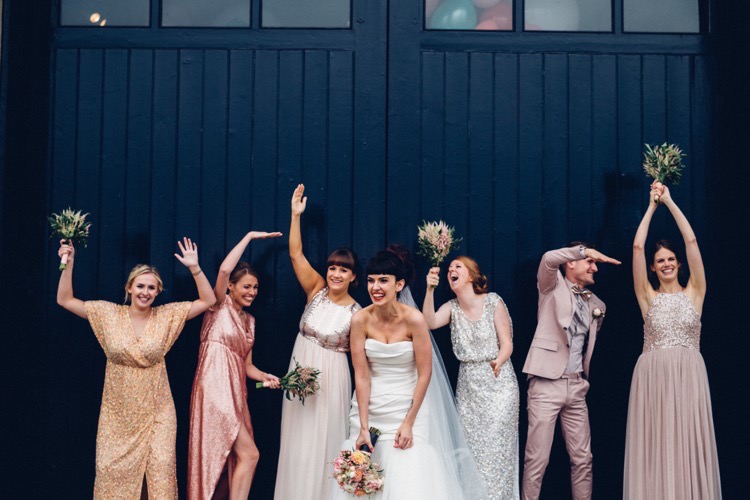 Mismtached Bridesmaids Sequin Colourful Modern Fun Balloons Wedding http://www.lovestruckphoto.co.uk/