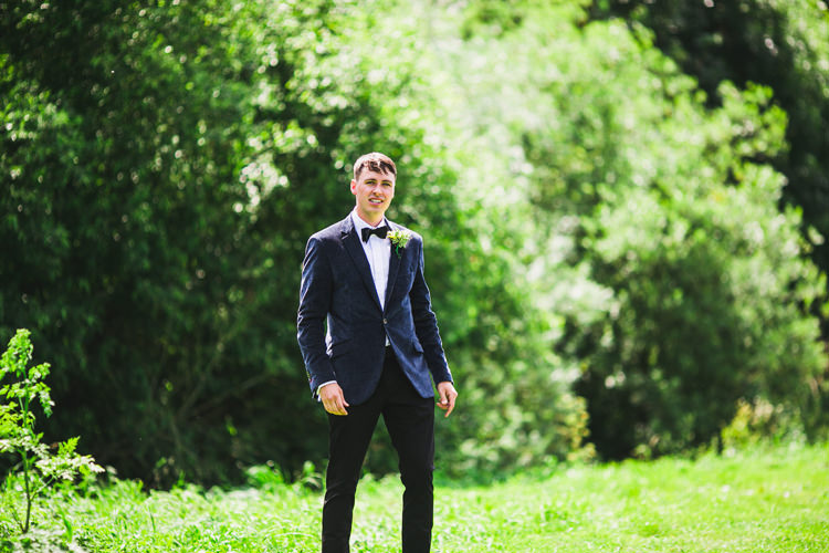 Velvet Jacket Bow Tie Groom Fun Festival Glamping Wedding https://storry.co.uk/