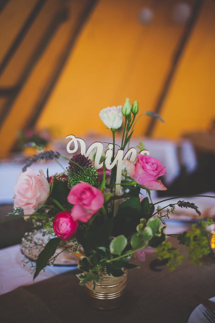 Tin Can Flowers Gold Table Numbers Centrepiece Decor Table DIY Summer Tipi Wedding http://www.eva-photography.com/