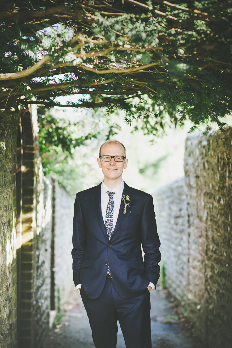 Navy Suit Floral Tie Groom Style Eclectic Quirky DIY Vintage Wedding https://www.georgimabee.com/