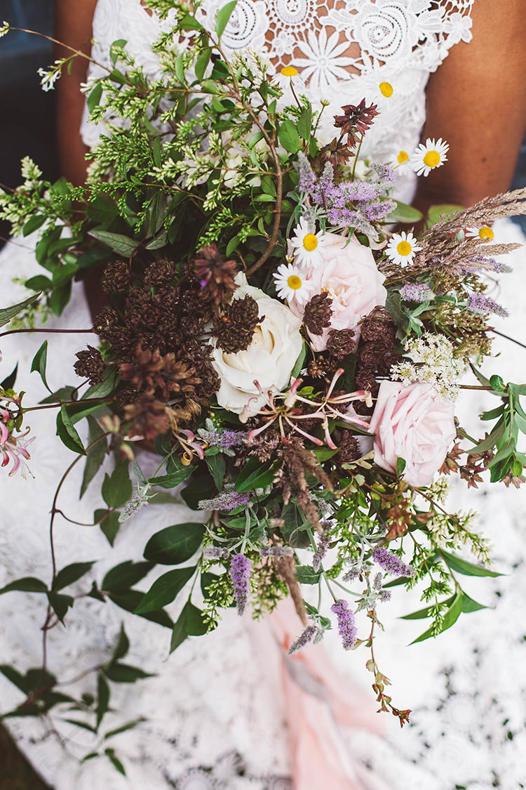 Silk Ribbon Bouquet Flowers Bride Bridal Natural Wild Foliage Greenery Beautiful Walled Garden Wedding Ideas http://www.brittamarie-photography.com/