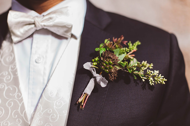 Buttonhole Groom Raw Silk Foliage Greenery Beautiful Walled Garden Wedding Ideas http://www.brittamarie-photography.com/