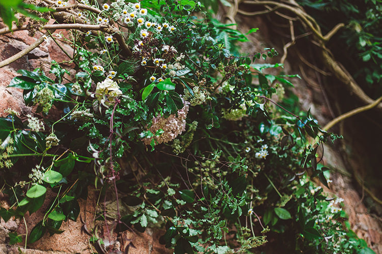Wall Flower Installation Backdrop Foliage Greenery Beautiful Walled Garden Wedding Ideas http://www.brittamarie-photography.com/