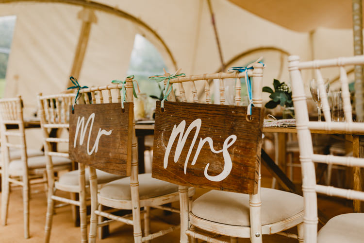 Wooden Chair Signs MR MRS Rustic Hand Crafted Relaxed Wedding http://www.andydavison.com/