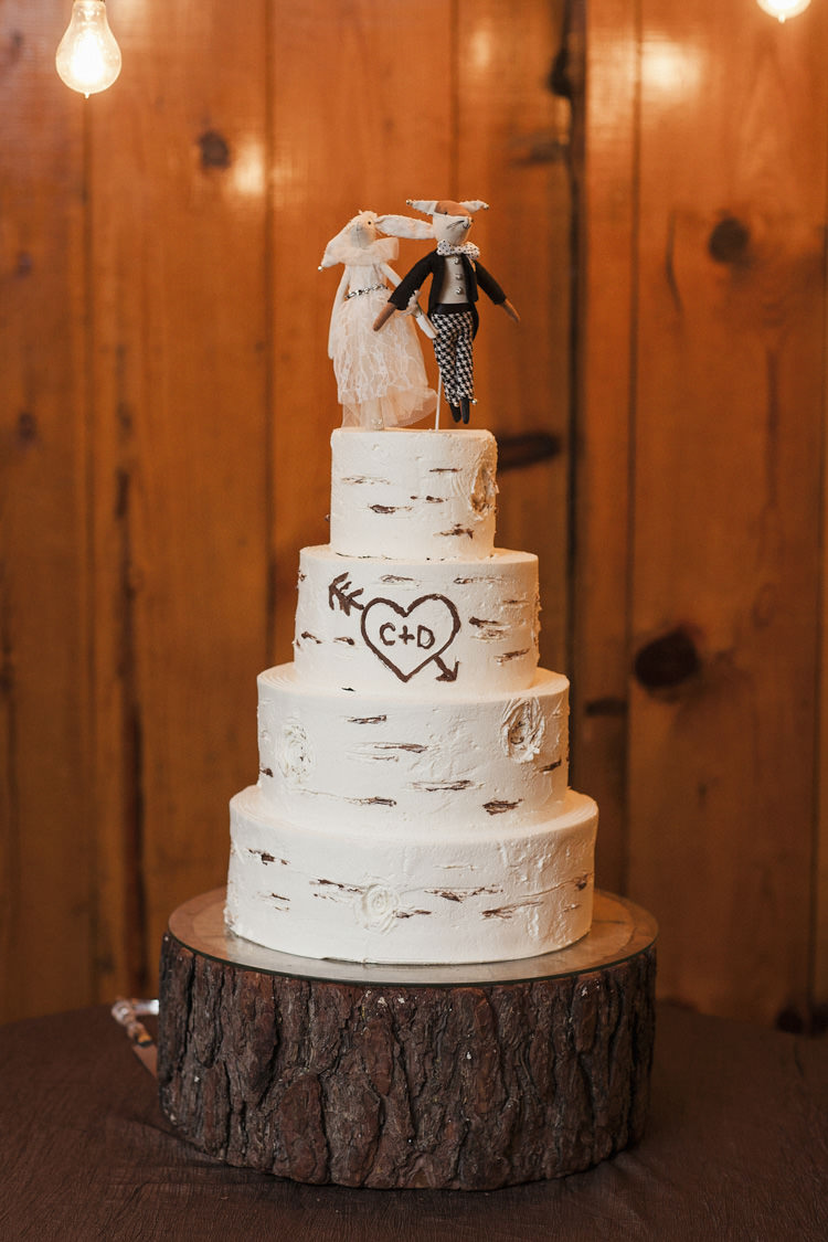 Reception Tiered Wedding Cake Initials Love Heart Woodland Creatures Cake Topper Wood Slice Base Whimsical Forest Harry Potter Wedding http://heatherelizabethphotography.com/