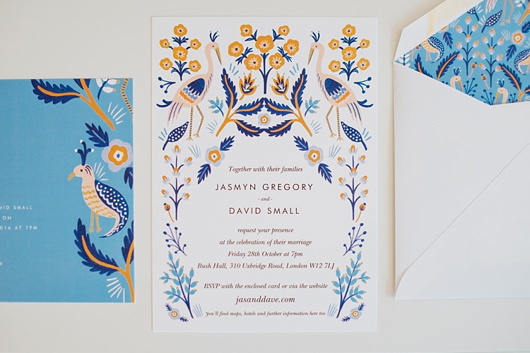 Stationery Invitations Floral Birds Quirky Cool City Party Wedding http://www.mariannechua.com/