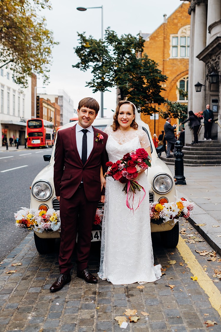 Car Transport Flowers Bride Groom Quirky Cool City Party Wedding http://www.mariannechua.com/