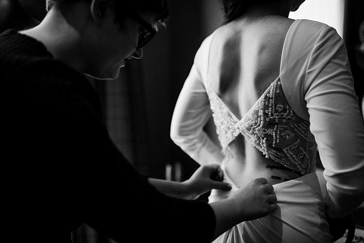 Open Back Dress Gown Bride Bridal Modern Geometric Theatre Monochrome Wedding http://www.babbphoto.com/