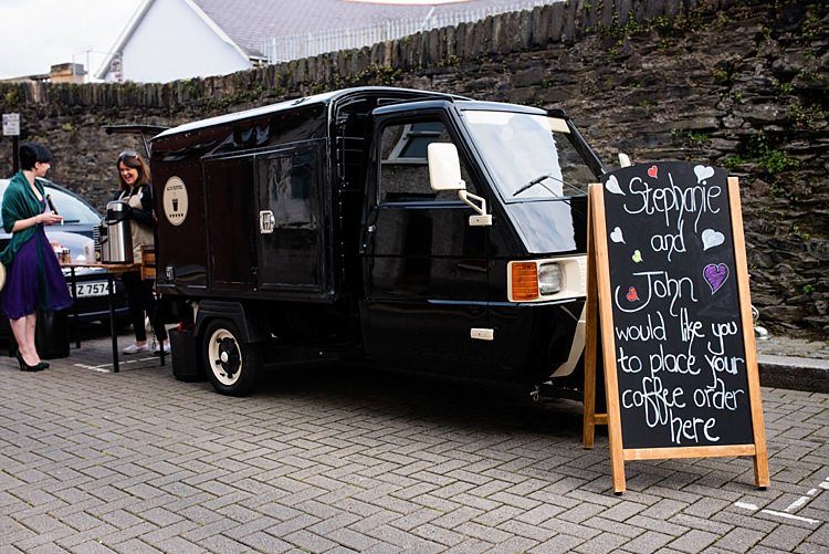 Coffee Cart Truck Modern Geometric Theatre Monochrome Wedding http://www.babbphoto.com/