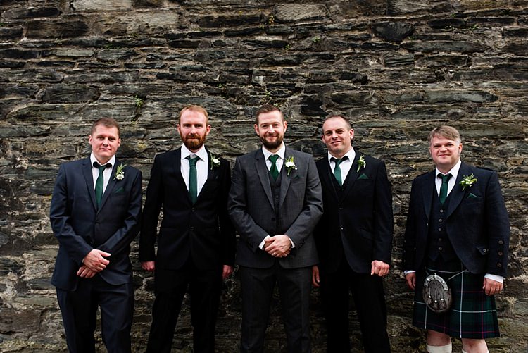 Groom Groomsmen Suits Green Tie Modern Geometric Theatre Monochrome Wedding http://www.babbphoto.com/