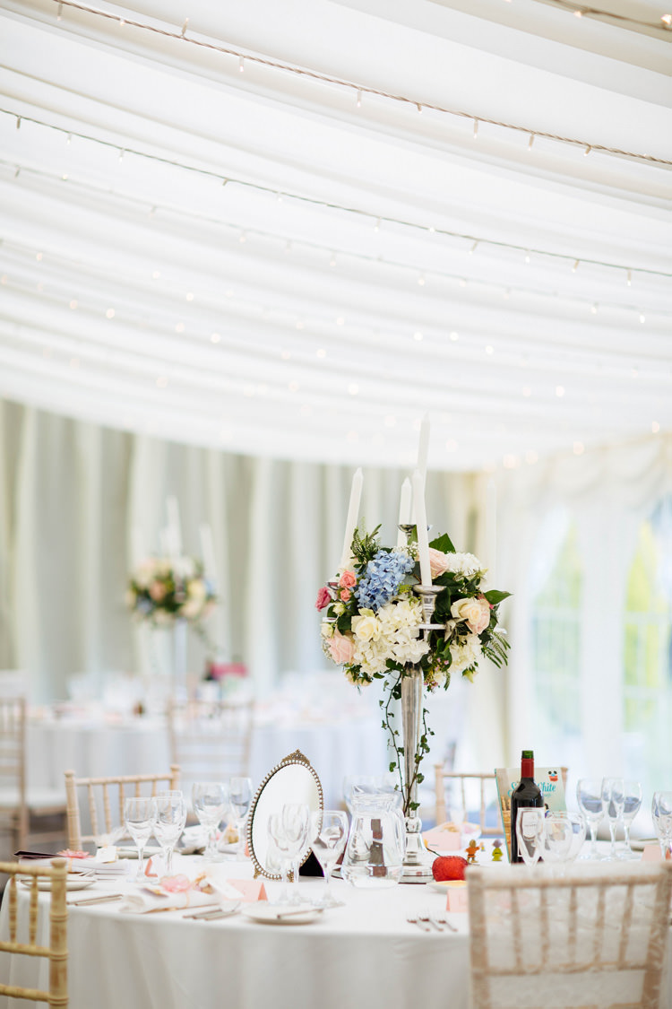 Candelabra Flowers Decor Centrepiece Enchanted English Country Garden Wedding Disney http://lauradebourdephotography.com/