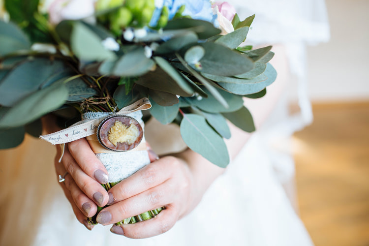 Bouquet RIbbon Lace Brooch Bride Bridal Enchanted English Country Garden Wedding Disney http://lauradebourdephotography.com/
