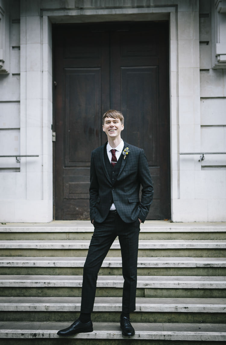 Black Grey Check Suit Groom Style Stylish Clean Modern City Wedding https://mybeautifulbride.co.uk/