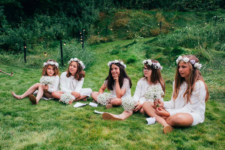Flower Girls Crowns Crochet Dresses White Indie Outdoorsy Camp Wedding http://emilytylerphotography.com/