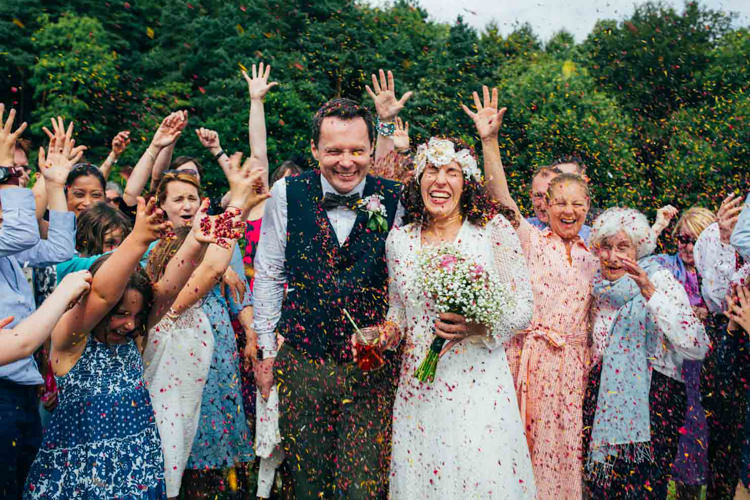 Confetti Petal Throw Indie Outdoorsy Camp Wedding http://emilytylerphotography.com/