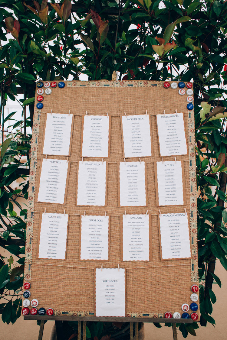 Hessian Pegs Seating Table Plan Chart Hand Made Red White Blue Farm Wedding http://www.caseyavenue.co.uk/ 
