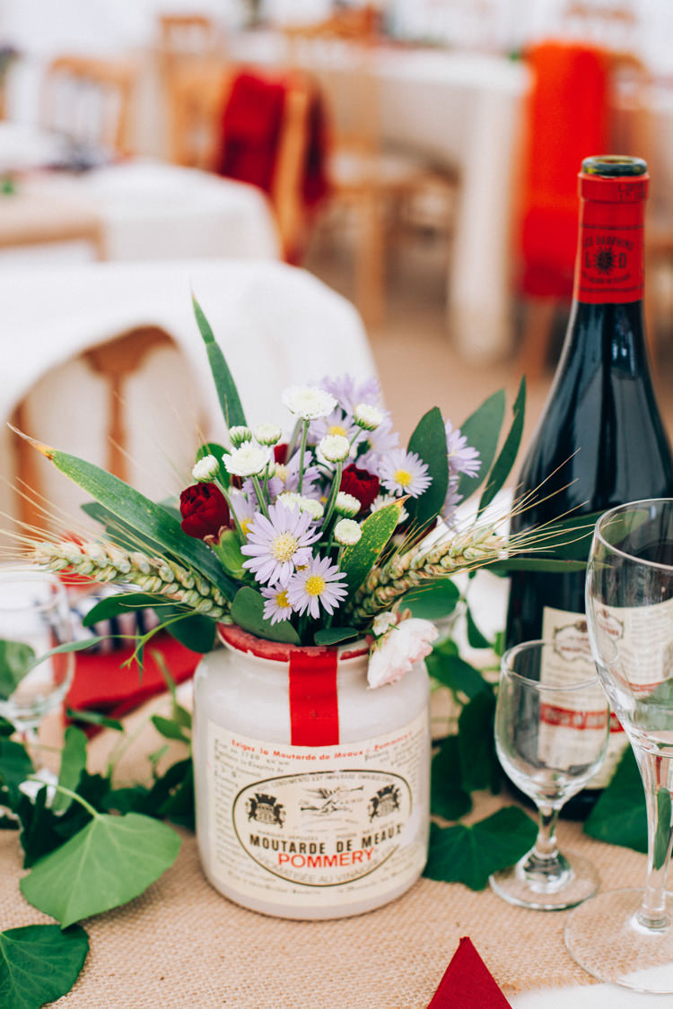 Jar Flowers Decor Hand Made Red White Blue Farm Wedding http://www.caseyavenue.co.uk/