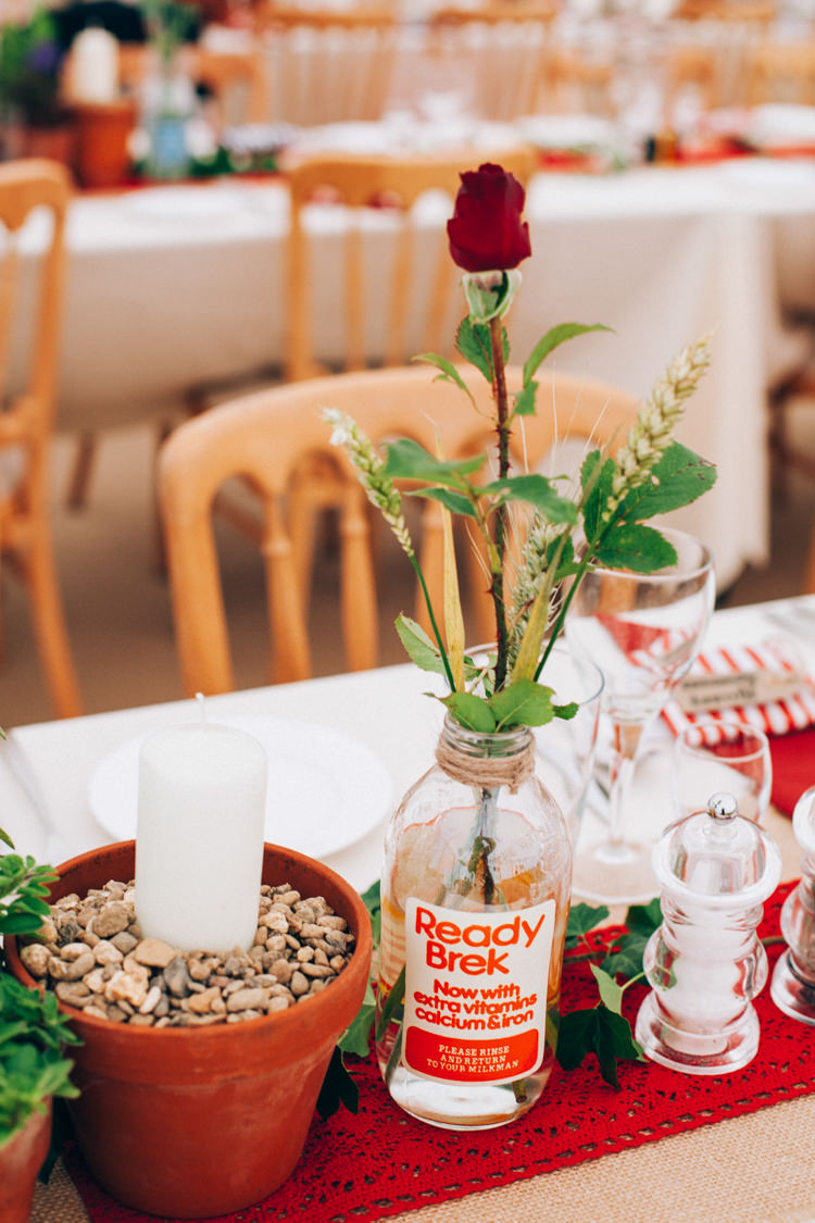 Bottle Wheat Flowers Decor Hand Made Red White Blue Farm Wedding http://www.caseyavenue.co.uk/ 