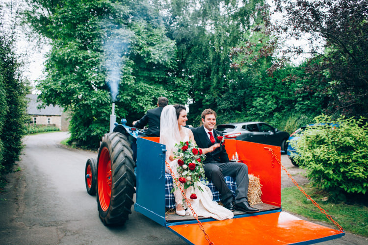 Tractor Transport Hand Made Red White Blue Farm Wedding http://www.caseyavenue.co.uk/