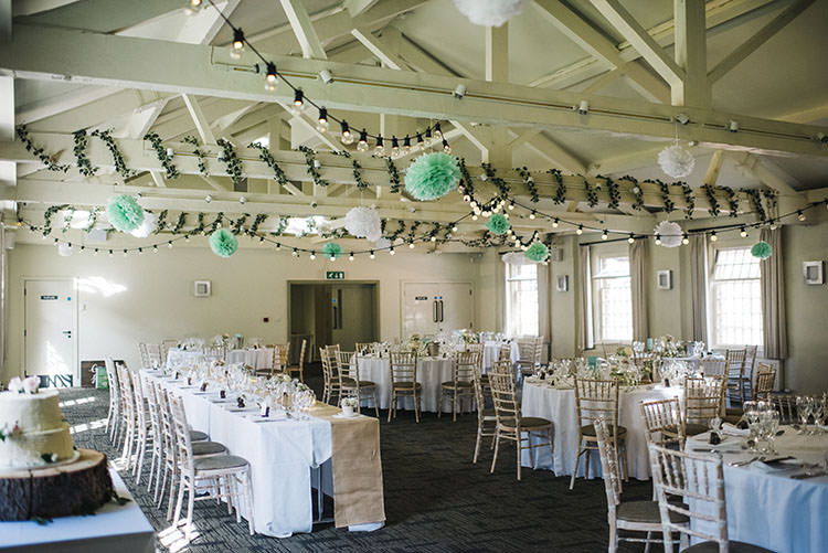 Festoon Lights Pom Poms Decor Mint Green Natural Wedding https://www.kerrywoodsphotography.com/