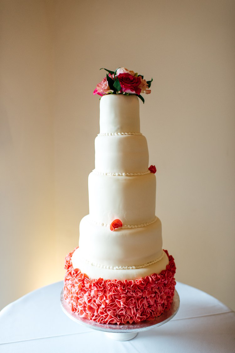 Tall Cake Pink Ruffles Flowers Elegant Stylish Floral Wedding http://www.jordannamarston.com/