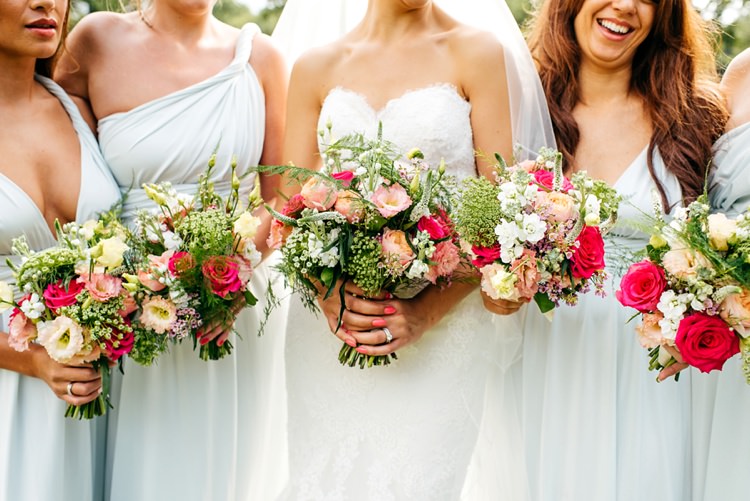 Bouquets Flowers Bride Bridesmaids Pink Rose Foliage Elegant Stylish Floral Wedding http://www.jordannamarston.com/