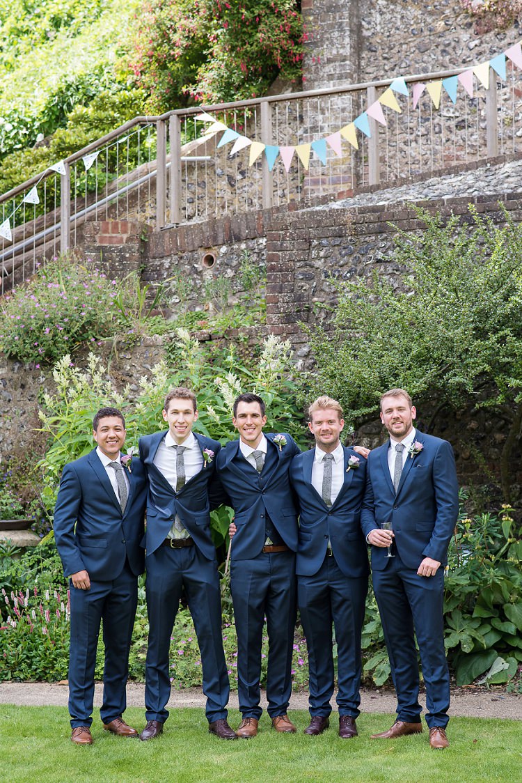 Blue Suits Groom Groomsmen Next Home Made Summer Village Hall Wedding http://www.sarareeve.com/