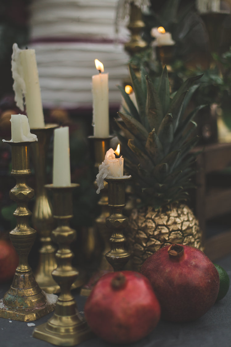 Candles Fruit Dripping Decor Decoration Table Pineapple Magical Autumn Outdoorsy Woodland Wedding Ideas http://kirstymackenziephotography.co.uk/