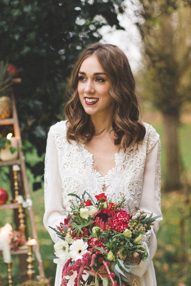 Hair Waves Mid Style Bride Bridal Magical Autumn Outdoorsy Woodland Wedding Ideas http://kirstymackenziephotography.co.uk/