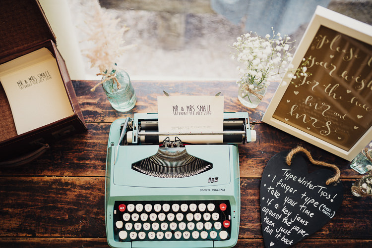 Typwriter Guest Book Quirky Crafty Rustic Barn Wedding http://www.stevebridgwoodphotography.co.uk/