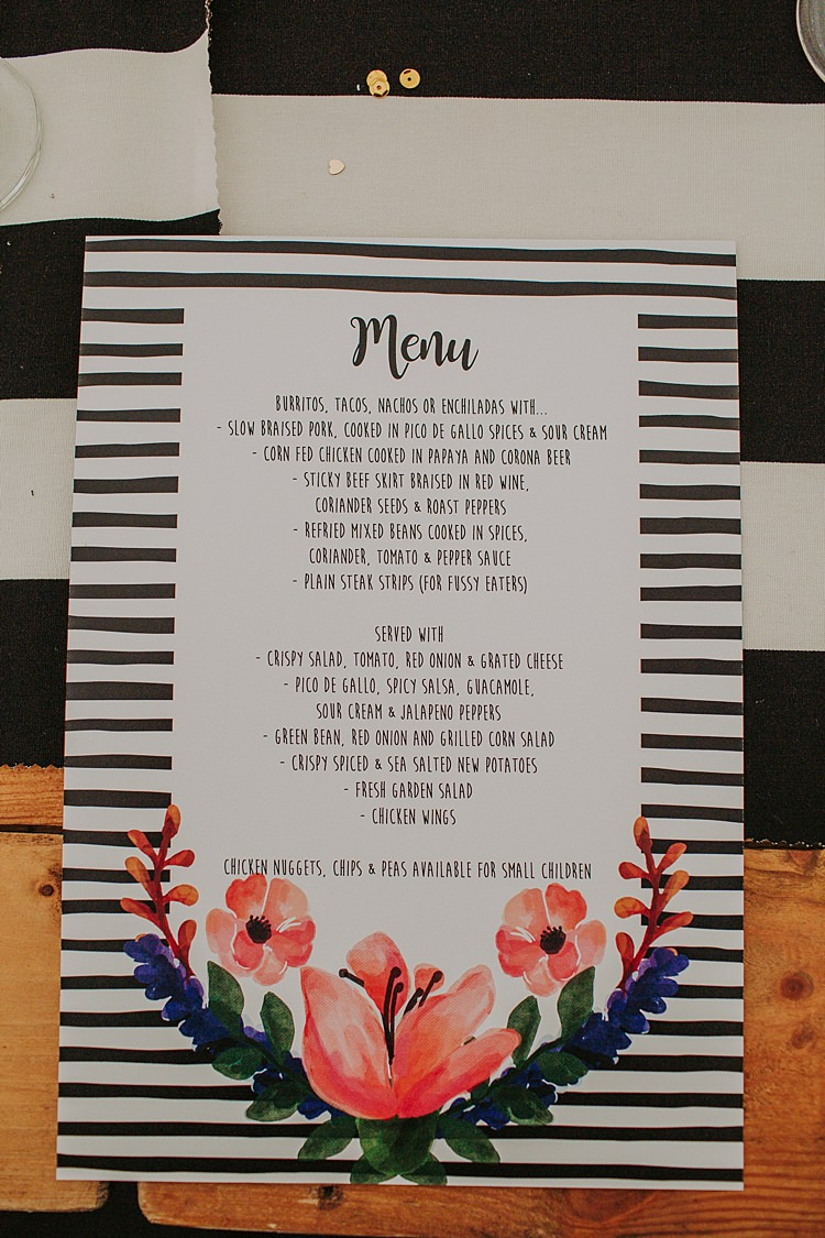 Black White Monochrome Stripe Stationery Floral Colourful Indie Dinosaur Wedding http://bloomweddings.co.uk/