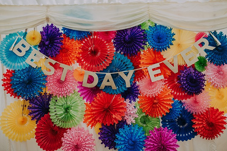 Pinwheel Backdrop Banner Decor Colourful Indie Dinosaur Wedding http://bloomweddings.co.uk/