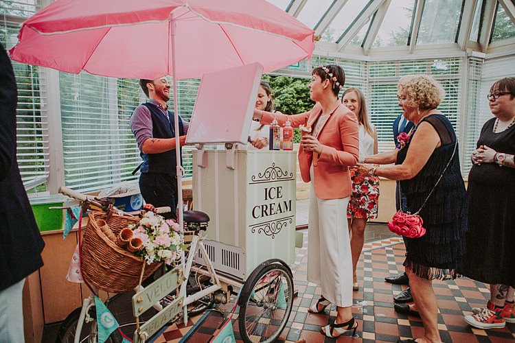 Ice Cream Cart Colourful Indie Dinosaur Wedding http://bloomweddings.co.uk/