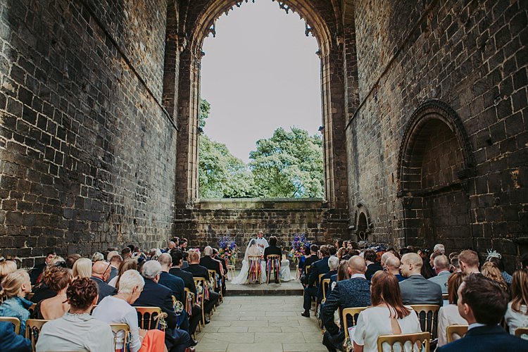 Kirkstall Abbey Ceremony Colourful Indie Dinosaur Wedding http://bloomweddings.co.uk/