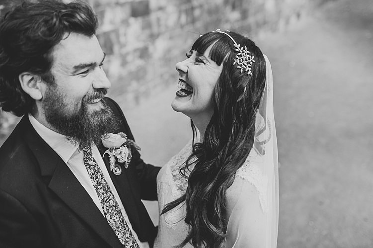 Long Hair Bride Bangs Fringe Hair Band Veil Colourful Indie Dinosaur Wedding http://bloomweddings.co.uk/